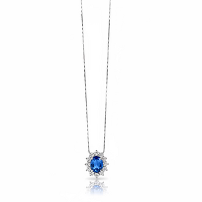 Girocollo Hrd in Oro Bianco 18kt  con Zaffiro e Diamanti