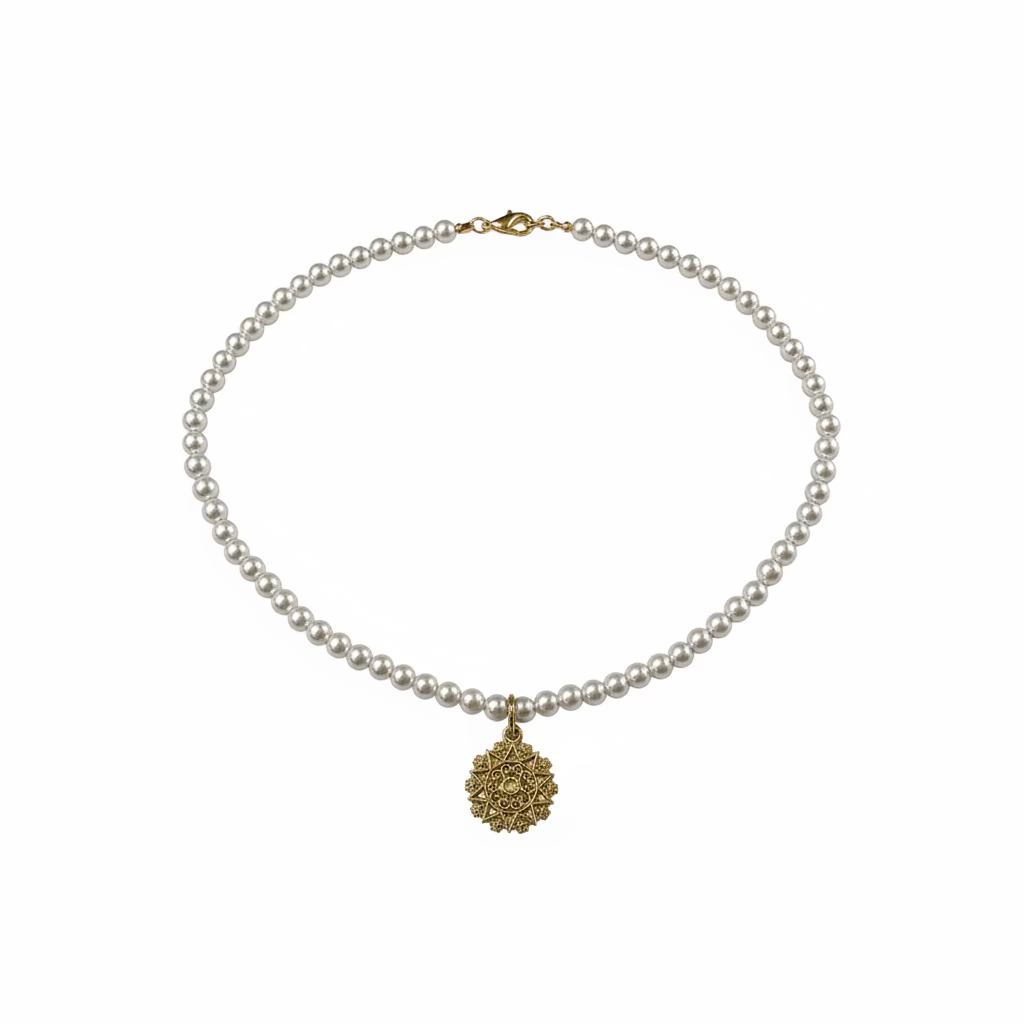 Collana Di Perle La Pesentosa Con Ciondolo 9kt Oro Giallo