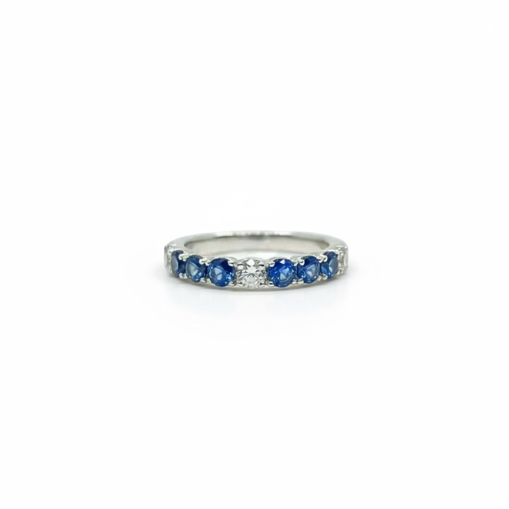 Anello Recarlo Oro Bianco 18kt con Diamanti e Zaffiri