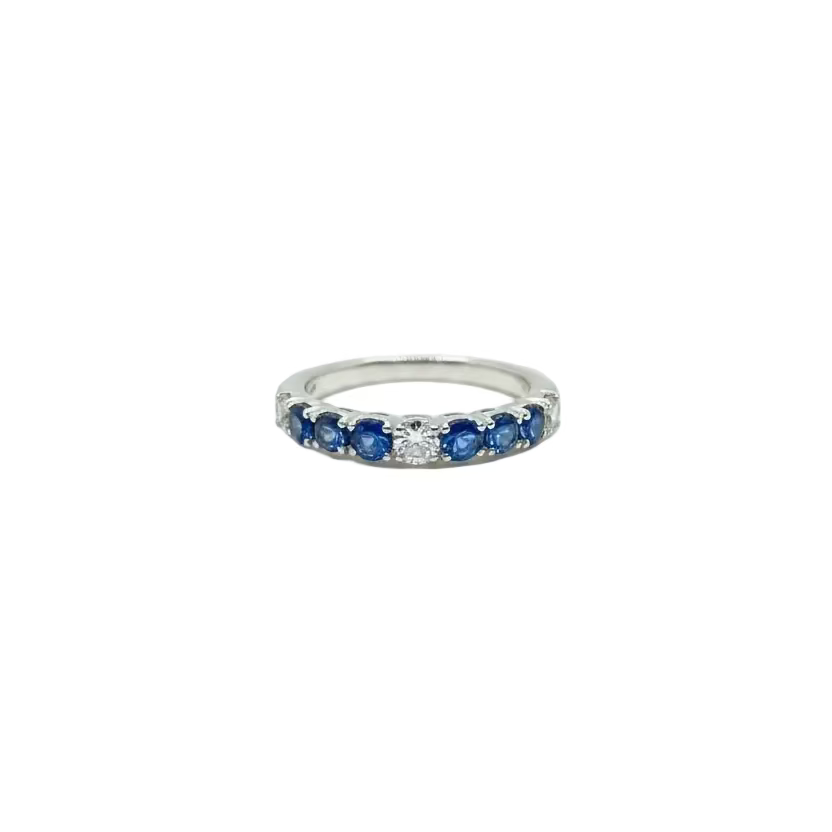 Anello Recarlo Oro Bianco 18kt con Diamanti e Zaffiri