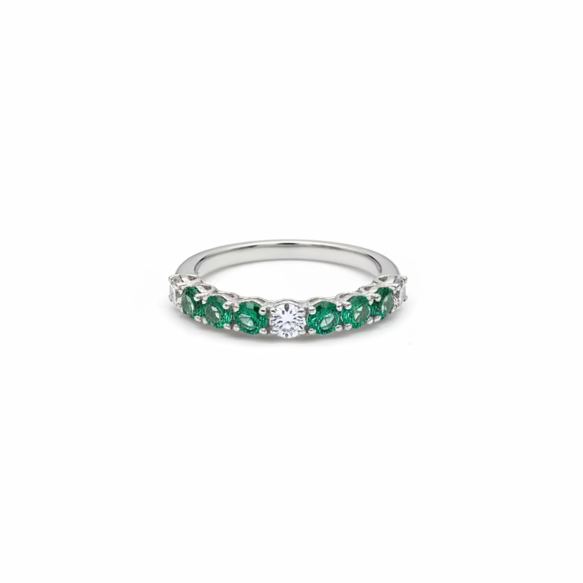 Anello Recarlo Oro Bianco 18kt con Diamanti e Smeraldi