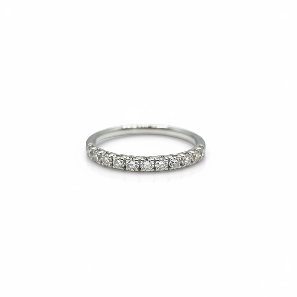 Anello Veretta Mezzo Giro Recarlo Oro Bianco 18kt Diamanti