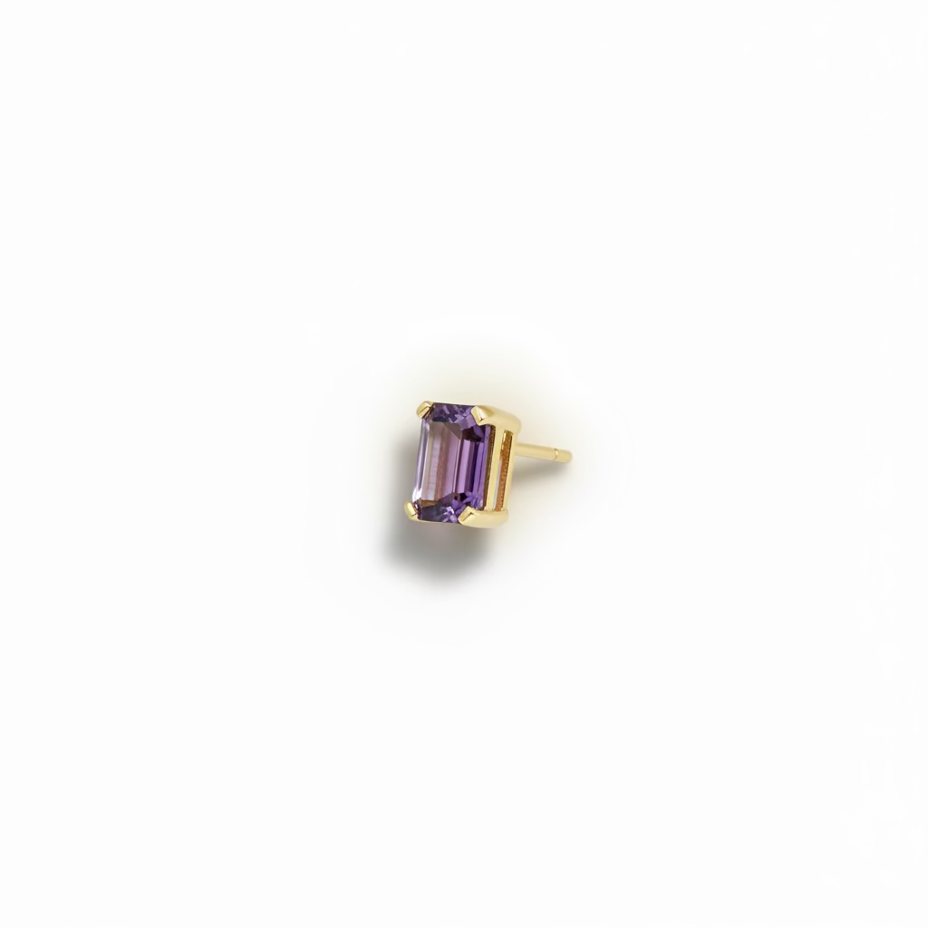 Orecchino Mono Oro Giallo 18kt con Ametista AM 0.50