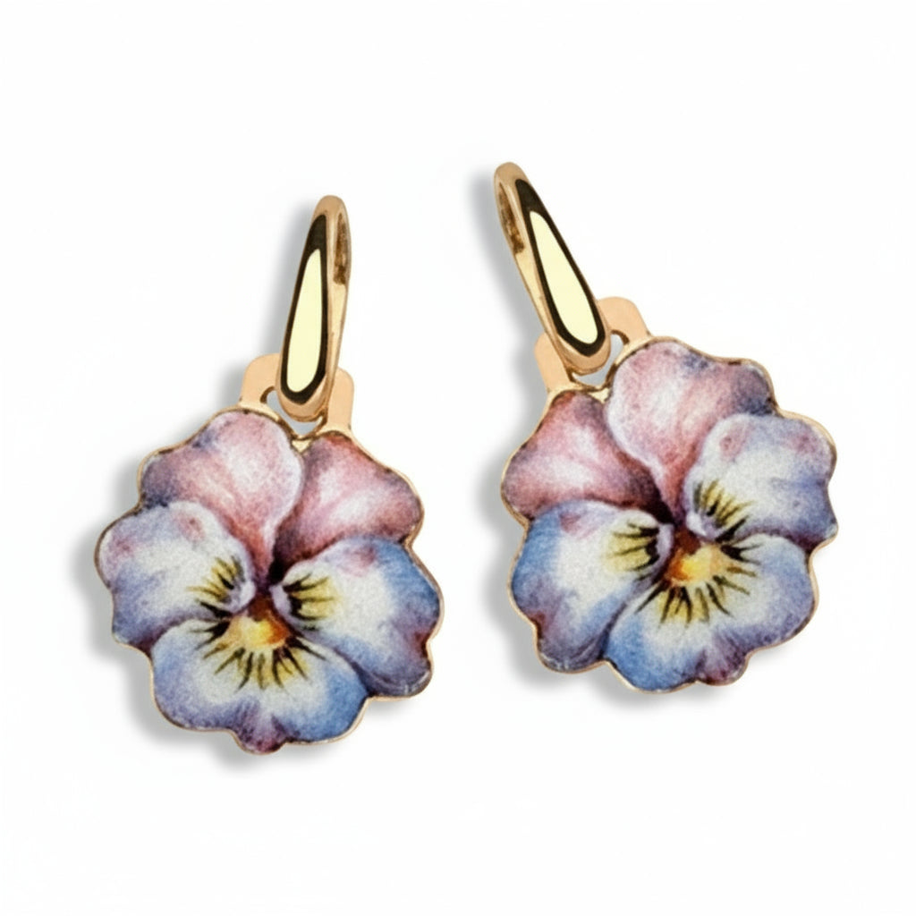 ORECCHINI  PANSE'  GABRIELLA RIVALTA  REALIZZATI IN ORO MINIATO E RAME.