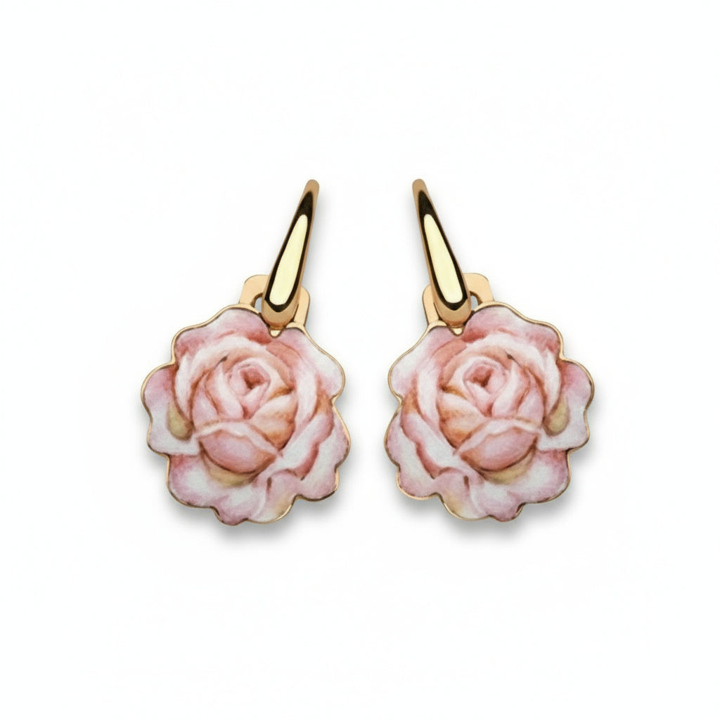 ORECCHINI  ROSA  GABRIELLA RIVALTA  REALIZZATI IN ORO MINIATO E RAME.