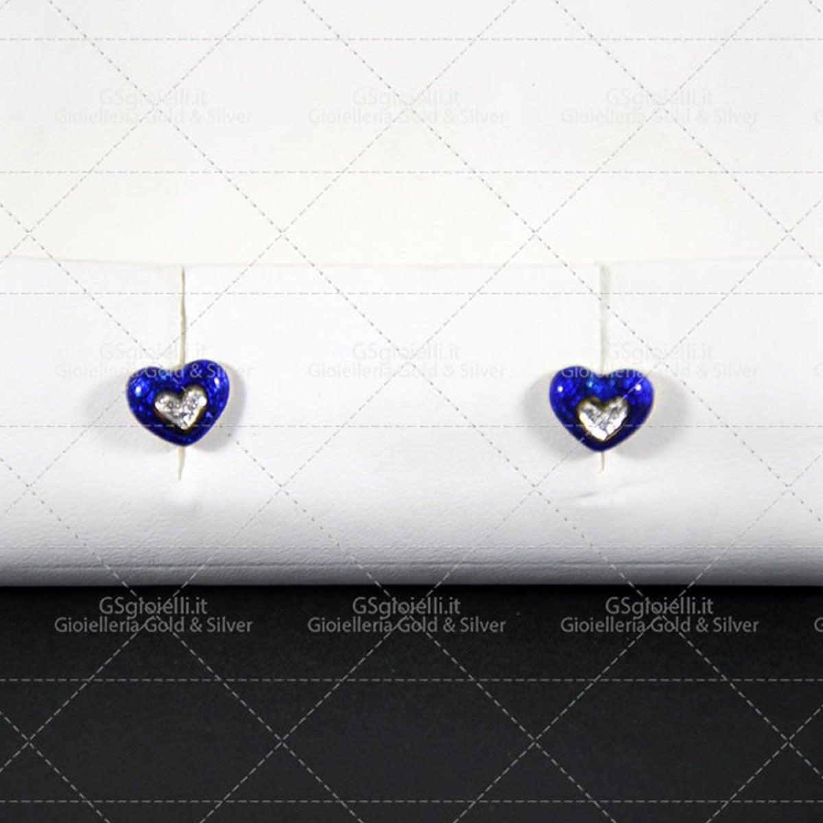 Orecchini Damiani oro giallo, smalto e diamanti taglio brillante Ct.0.07