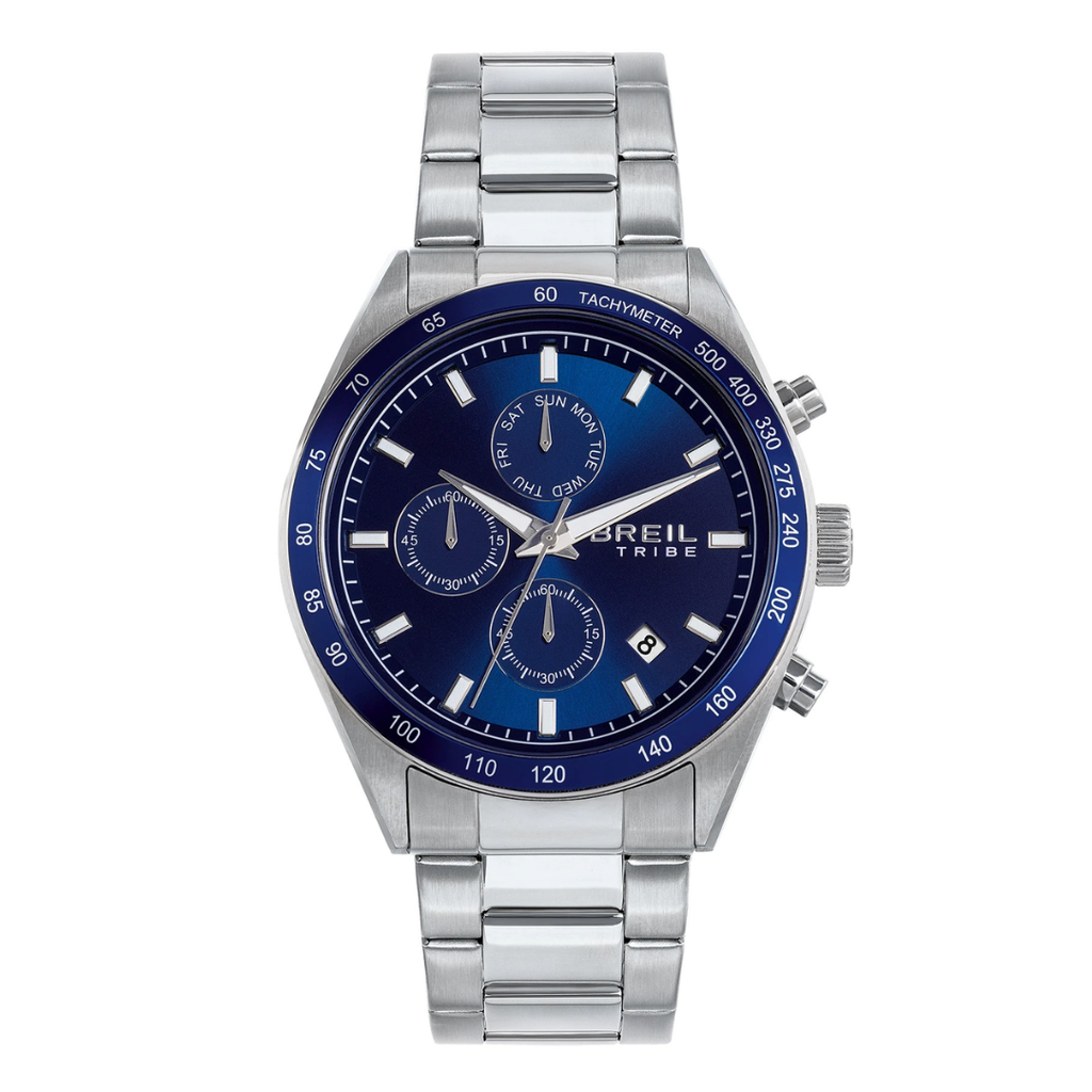 Orologio Breil Uomo ECHO Cronografo EW0814 Acciaio Quadrante Blu Sunray