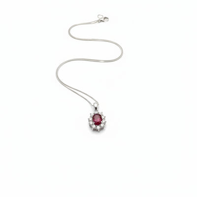 Girocollo Hrd in Oro Bianco 18kt  con Rubino e Diamanti