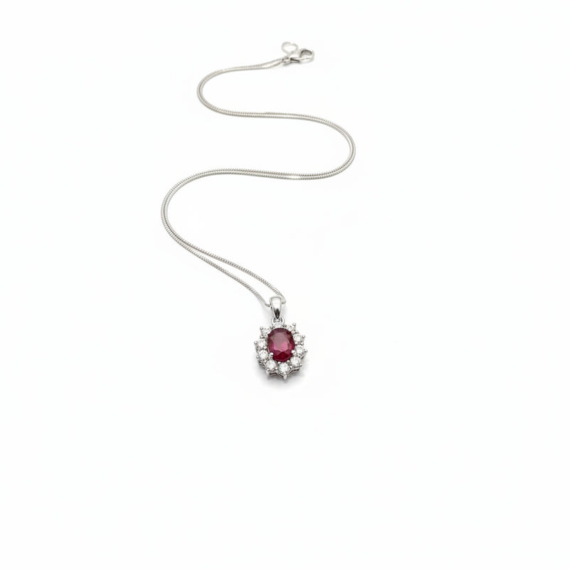 Girocollo Hrd in Oro Bianco 18kt  con Rubino e Diamanti