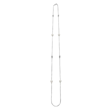 Collana Damiani Oro Bianco 18kt e Perle e Diamanti 1,05 metri