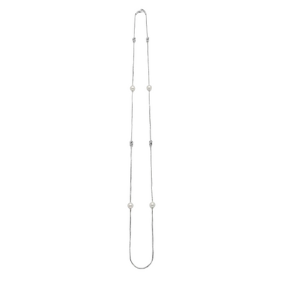 Collana Damiani Oro Bianco 18kt e Perle e Diamanti 1,05 metri