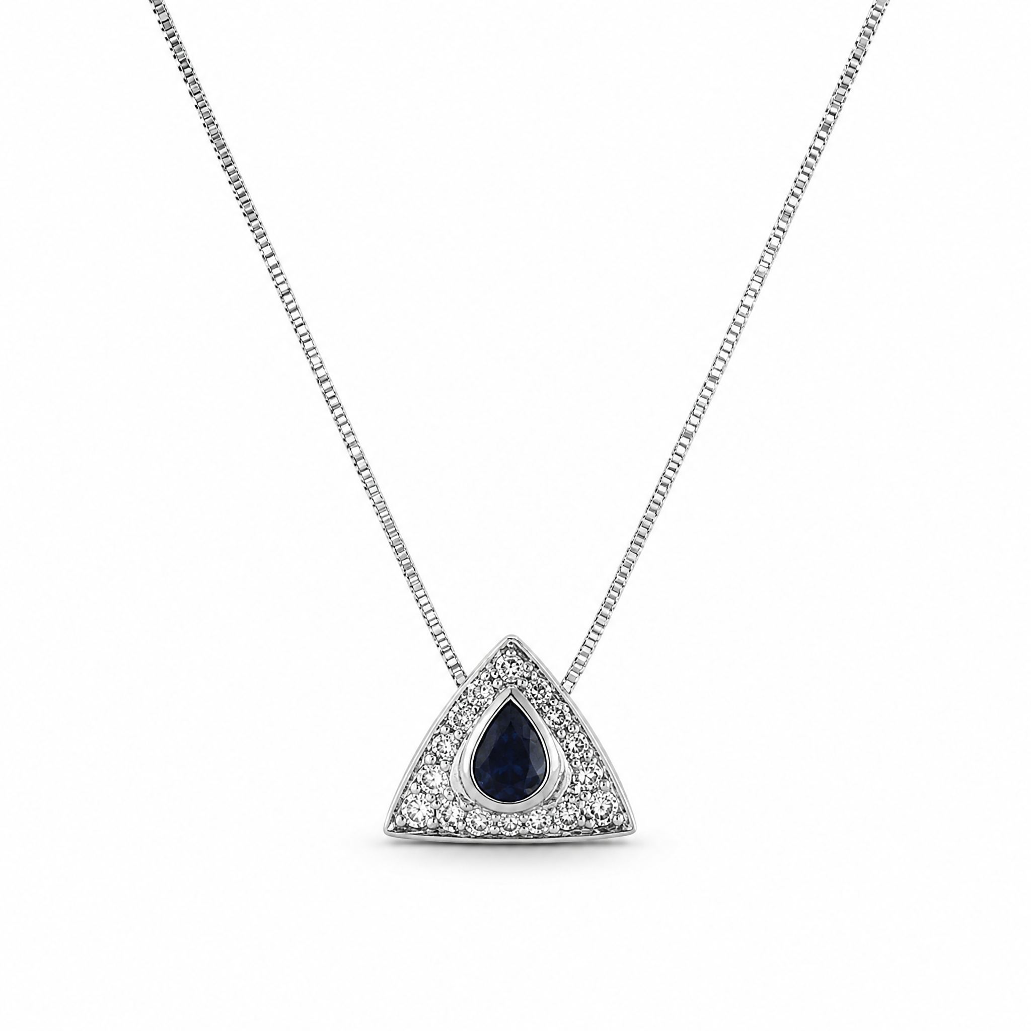 Girocollo Oro Bianco 18kt Zaffiro 0,47 ct e Diamanti 0,28 ct