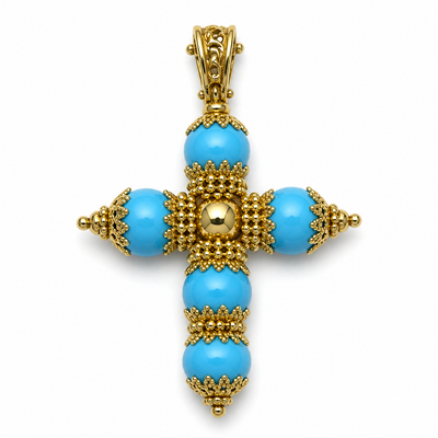 Ciondolo Oro 18kt e Pasta di Turchese