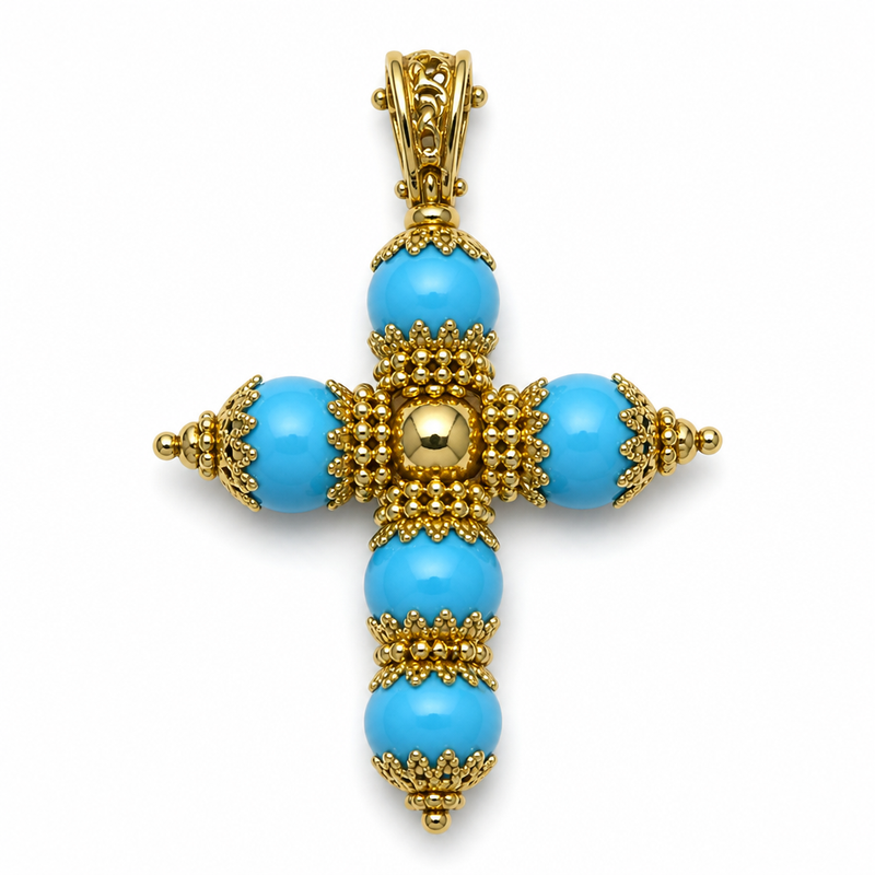 Ciondolo Oro 18kt e Pasta di Turchese