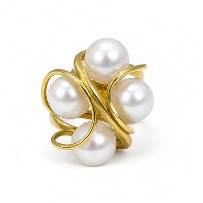 Anello Caravaggio Oro 18kt e Perle Acqua Dolce
