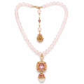 Collana Namida Metallo Nichel Free Quarzo Rosa 110 cm