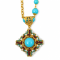 Collana Namida Metallo Nichel Free Perle e Pasta di Turchese 80 cm