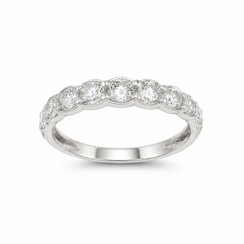 Anello HRD Veretta Scalare in Oro Bianco 18kt con Diamanti - packshot sfondo bianco