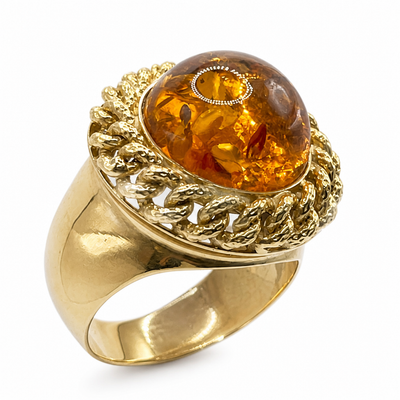 Anello Oro 18kt e Ambra