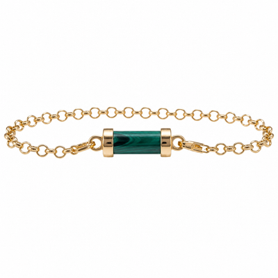Bracciale Portachiave Oro 18kt Giallo con Malachite