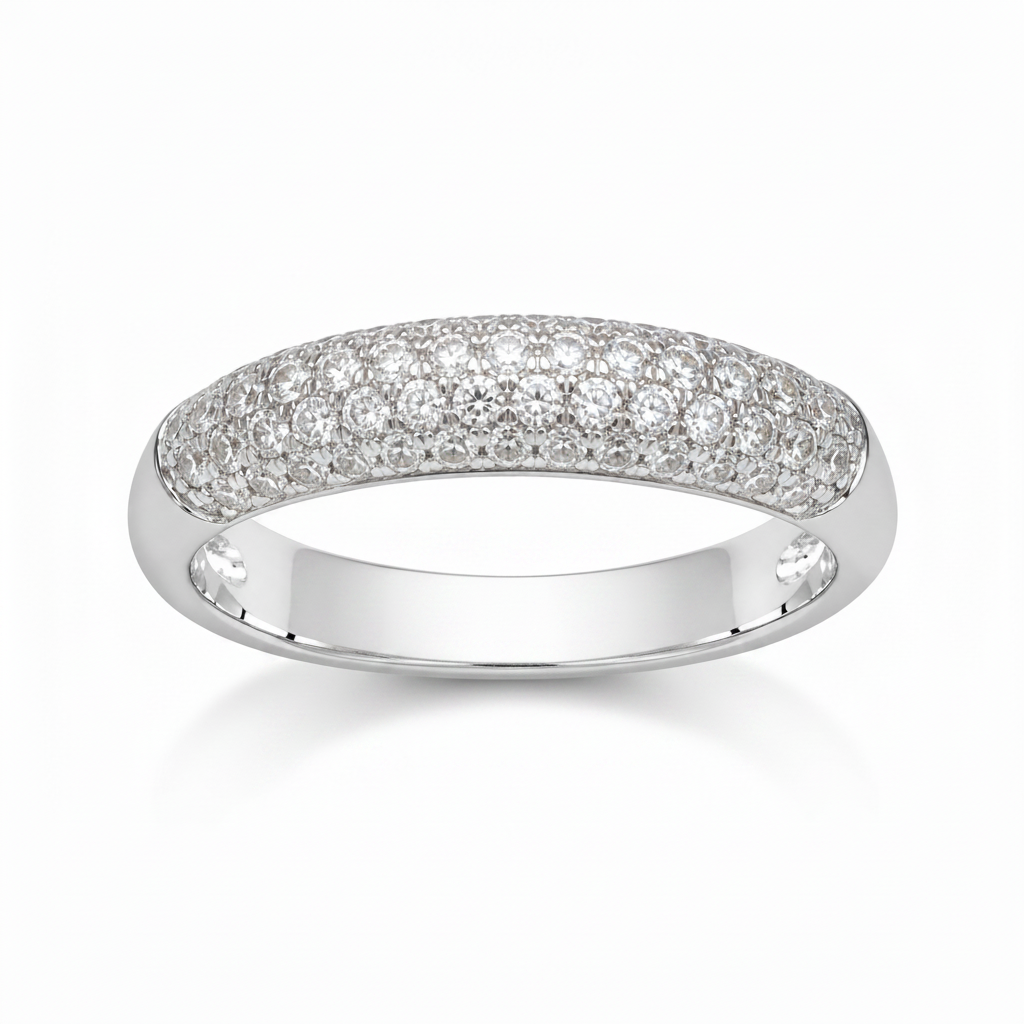 Anello Oro Bianco 18kt Diamanti 0,40 H