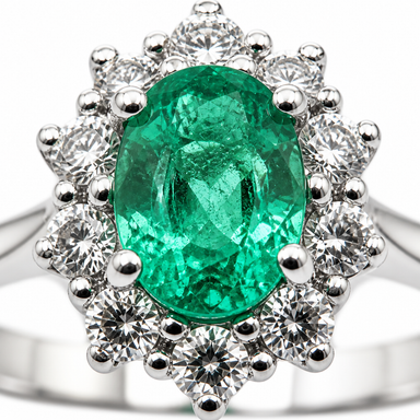 Anello Salvini Diamanti e Smeraldo dettaglio macro