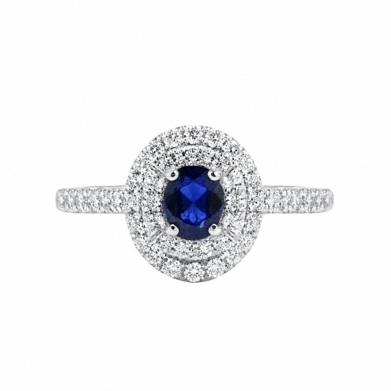 Anello Salvini Con Zaffiro Blu E Diamanti