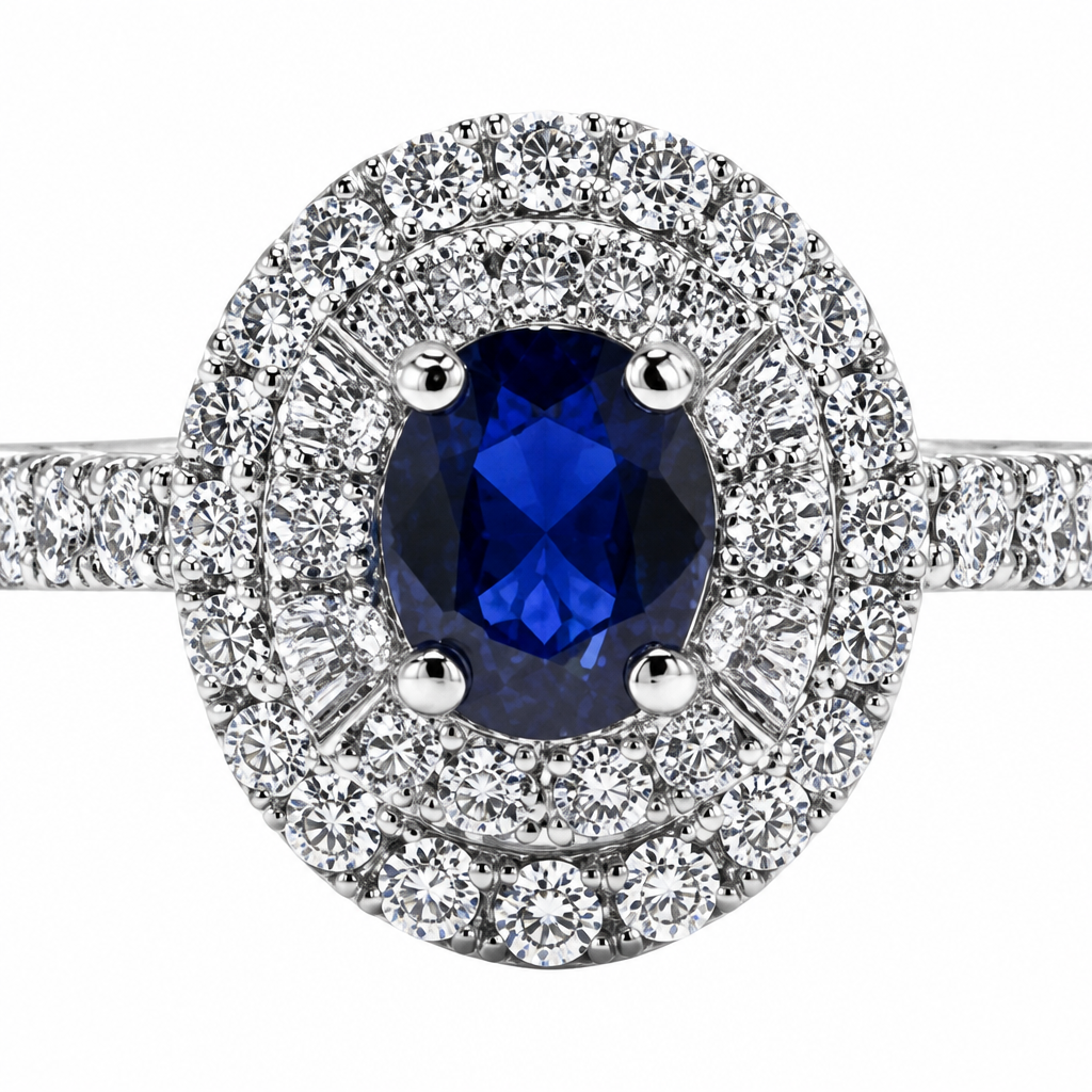 Anello Salvini Con Zaffiro Blu E Diamanti