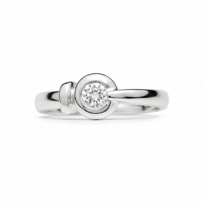 Anello Damiani Solitario Bianco E Diamante Kt.0,15 H Ref.bv472726