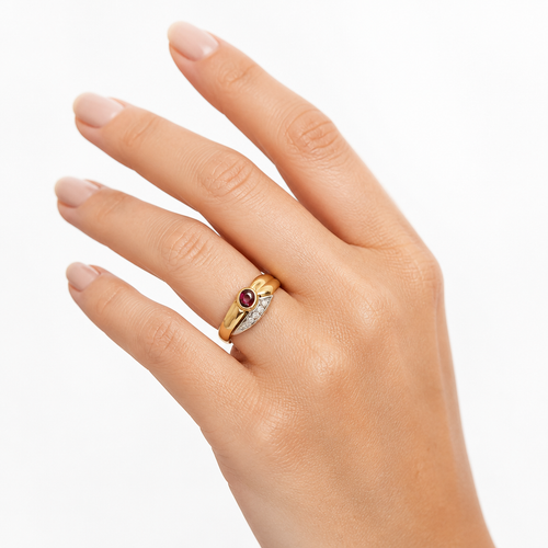 Anello Damiani Oro E Diamante Con Rubino 0,33 Ct.