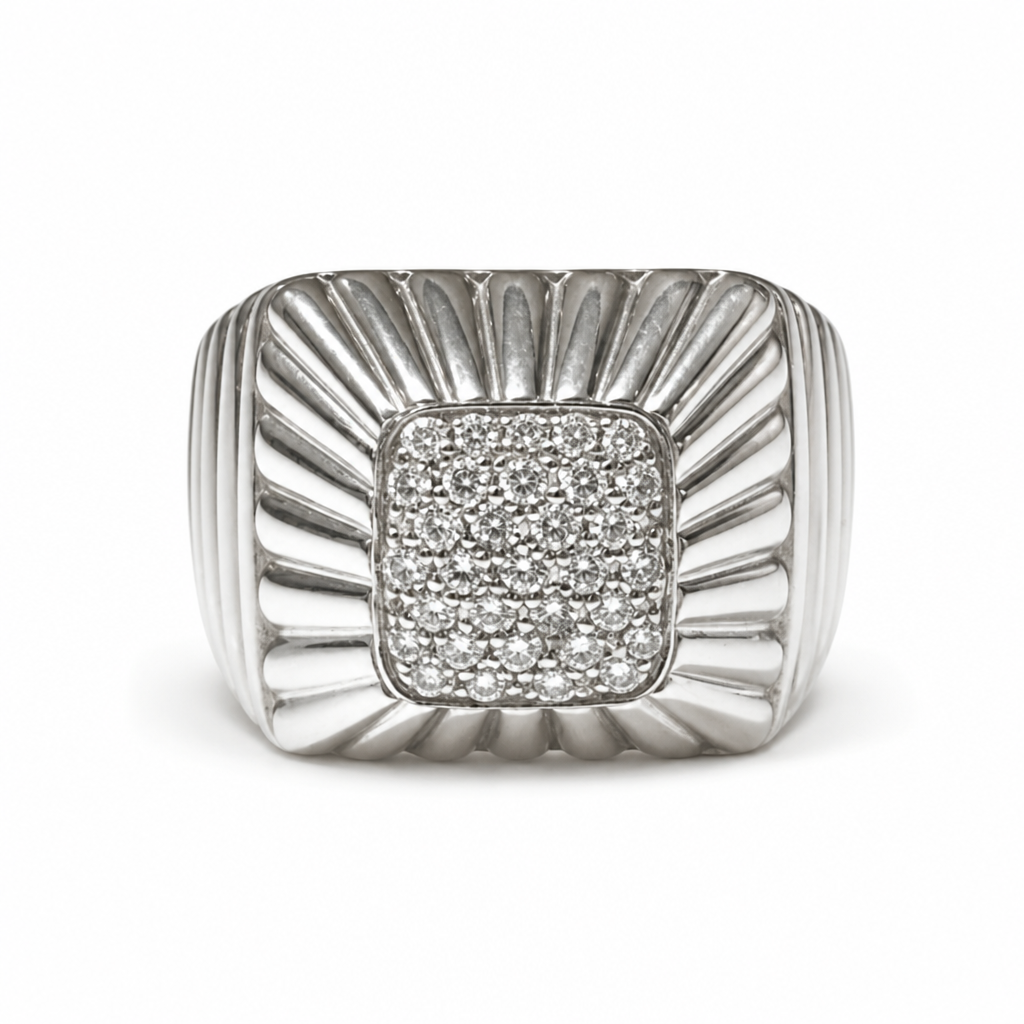 Anello Damiani Fascia Diamanti Taglio Brillante Ct.0.46 Colore H If Oro Bianco Gr.15.90