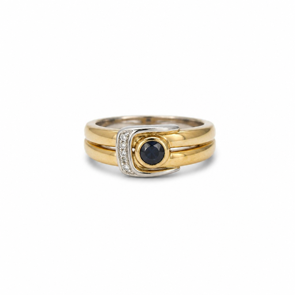 Anello Damiani Oro E Diamante Con Zaffiro 0,36 Ct.