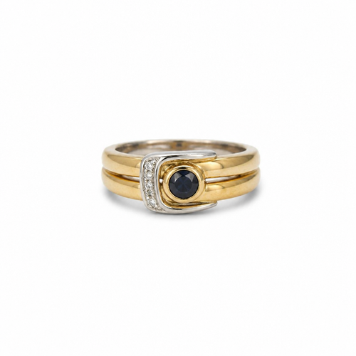 Anello Damiani Oro E Diamante Con Zaffiro 0,36 Ct.