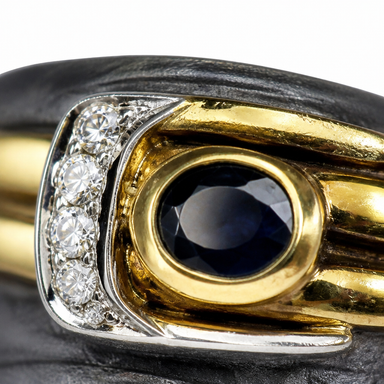 Anello Damiani Oro E Diamante Con Zaffiro 0,36 Ct.