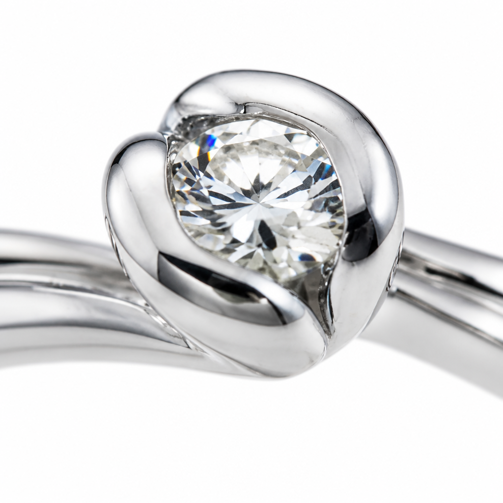Anello Damiani Solitario Diamante Taglio Brillante Ct.0.14 Colore H If, Oro Gr.4.80