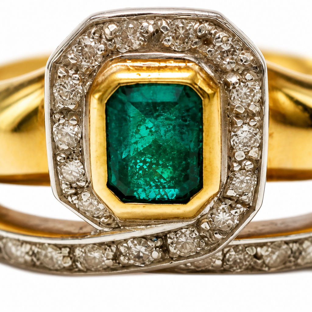 Anello Damiani Oro Con Diamanti E Smeraldo 0,37 Ct.