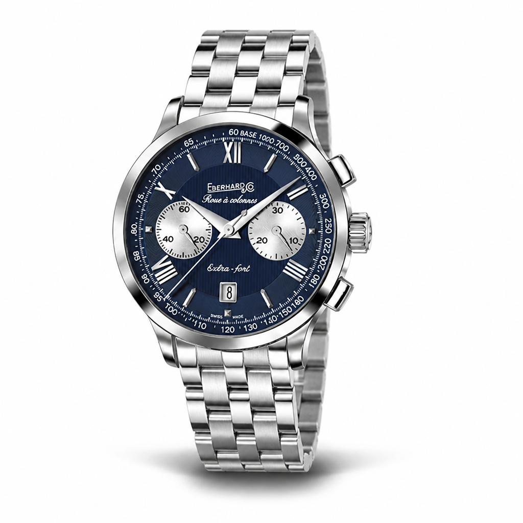 Eberhard Extra-Fort Grande Taille Roue à Colonnes 31956CA99 quadrante blu con bracciale in acciaio