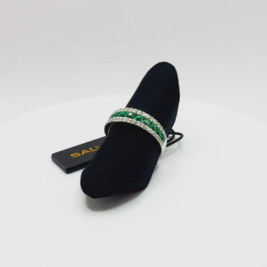 Anello Salvini Oro 18kt Fascia Diamanti E Smeraldi