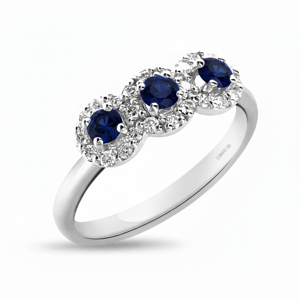 Anello Hrd Collezione Jennifer in Oro Bianco 18kt con Zaffiri