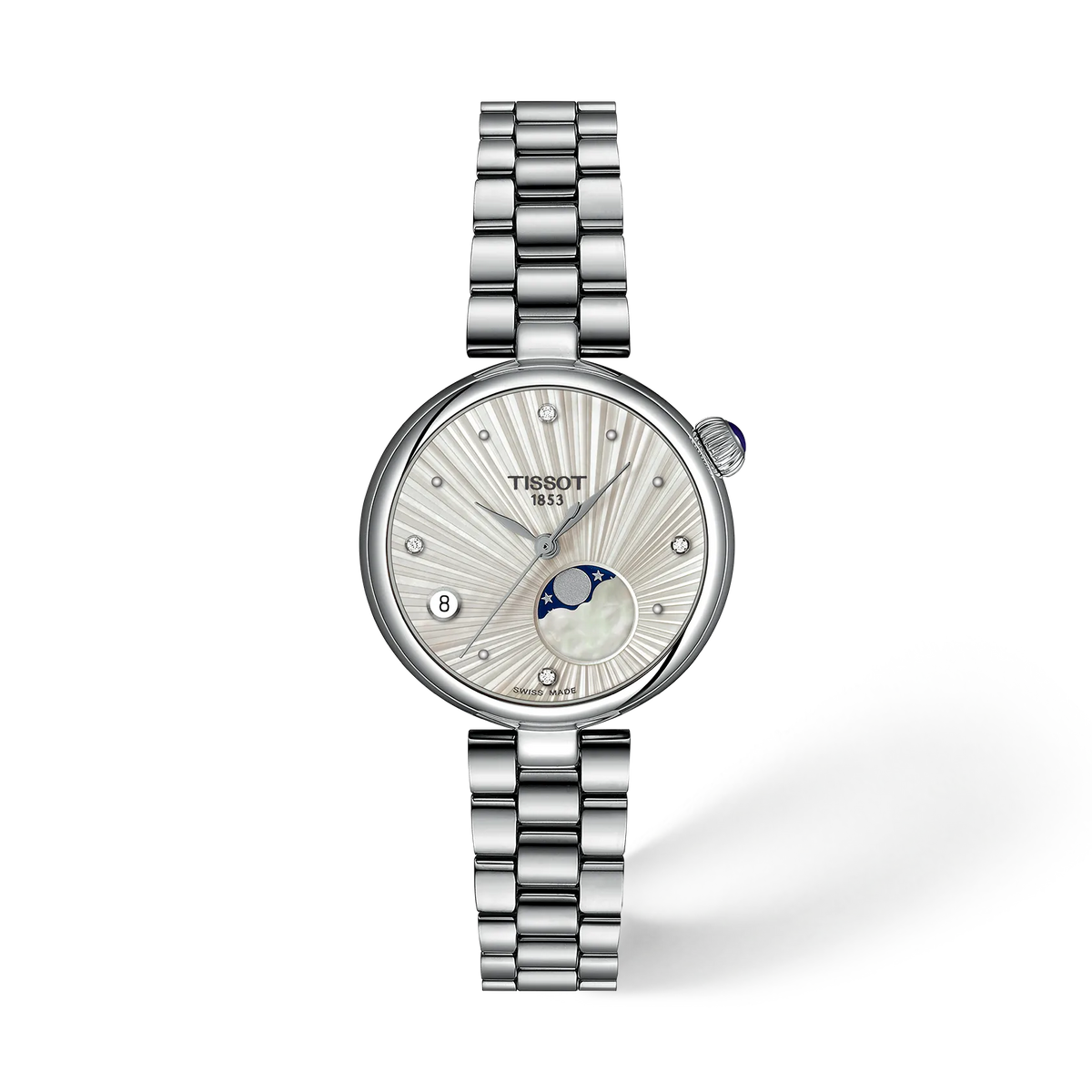 Tissot Désir Moonphase 29,6 mm T152.223.11.036.00 quadrante argento, vista frontale