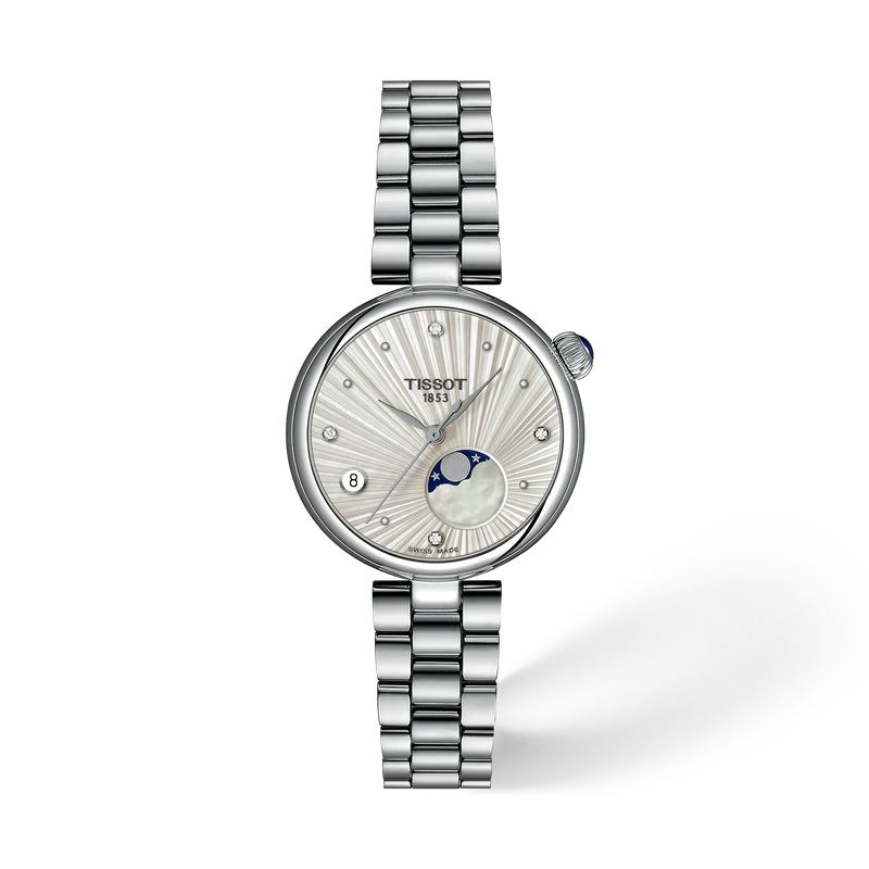 Orologio Tissot Désir Moonphase 29,6 mm Quadrante Argento Diamanti