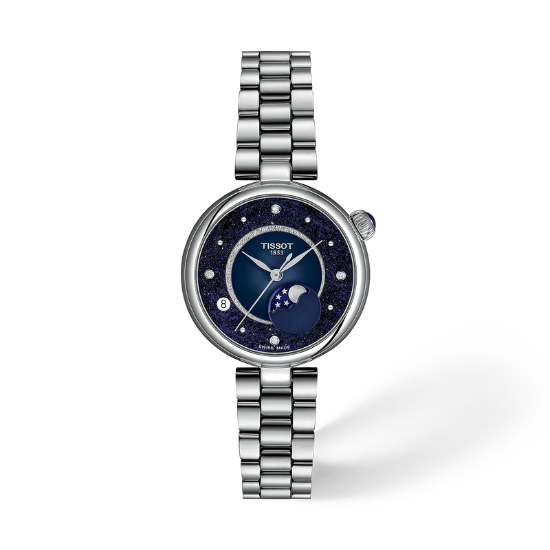 Orologio Tissot Désir Moonphase 29,6 mm Quadrante Blu Diamanti
