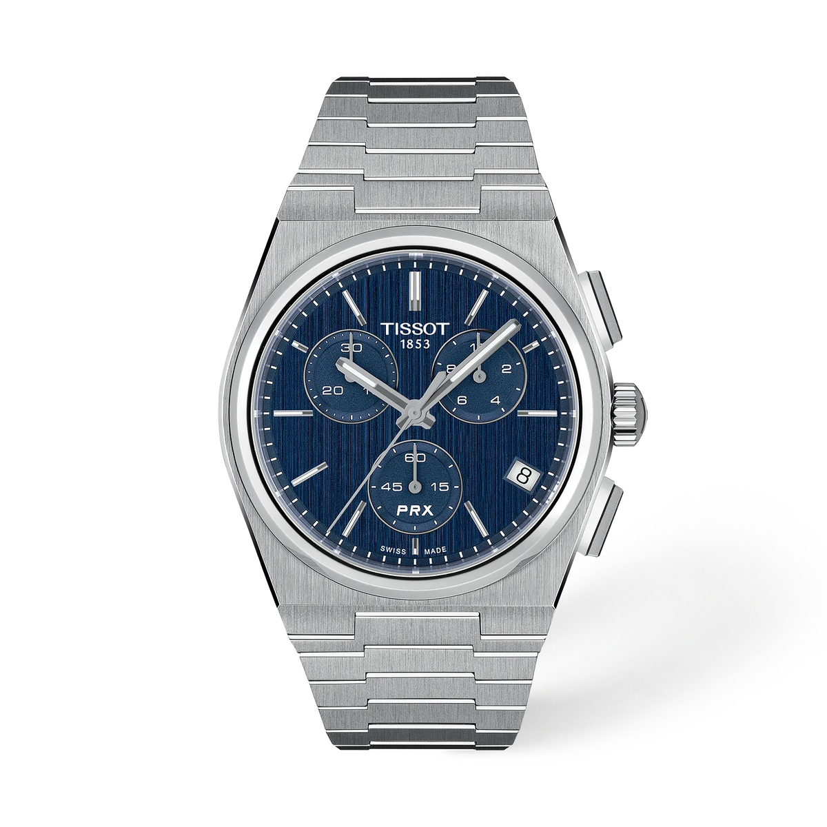 Tissot PRX Chronograph 41 mm T137.417.11.041.00 quadrante blu, vista frontale