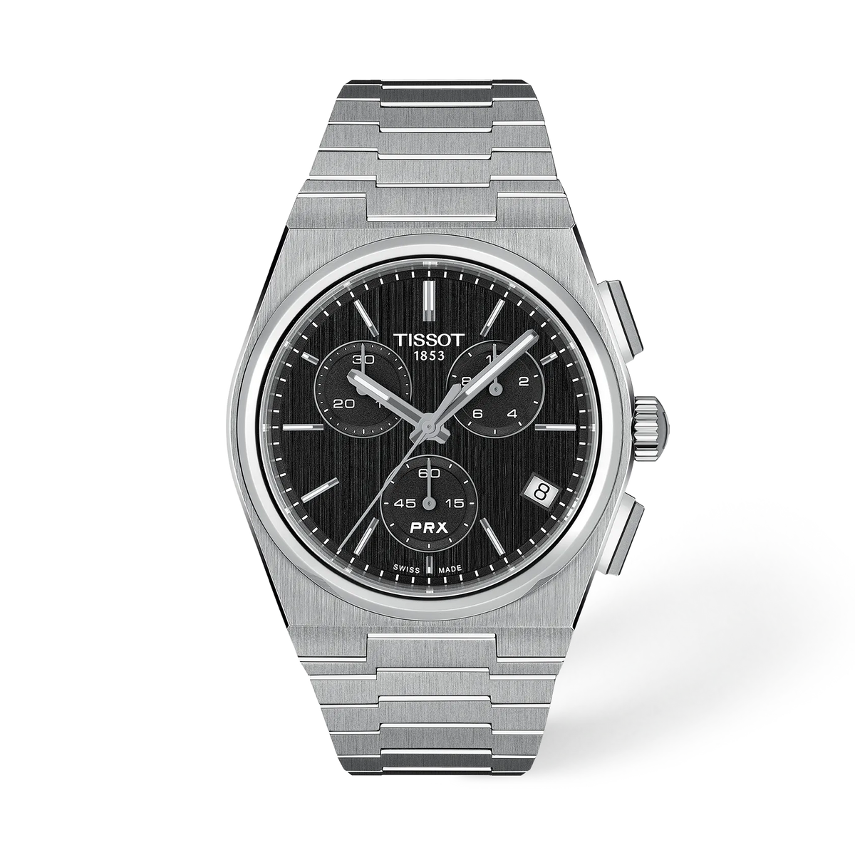 Tissot PRX Chronograph 41 mm T137.417.11.051.00 quadrante nero, vista frontale