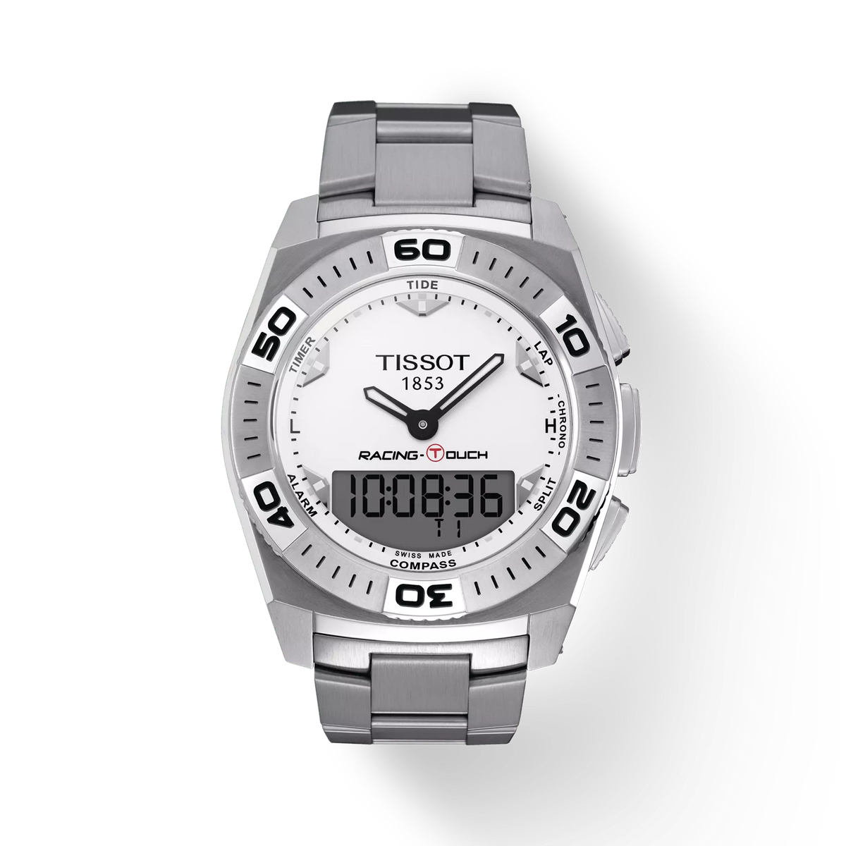 Tissot Racing Touch T002.520.11.031.00 acciaio con quadrante bianco, vista frontale
