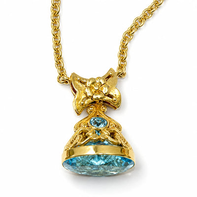Girocollo con Ciondolo Roberta Gioielli Oro 18kt Topazio Azzurro