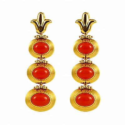 Orecchini Oro Giallo 18kt e Corallo